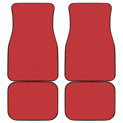 Red And White Polka Dot Print Front and Back Car Floor Mats