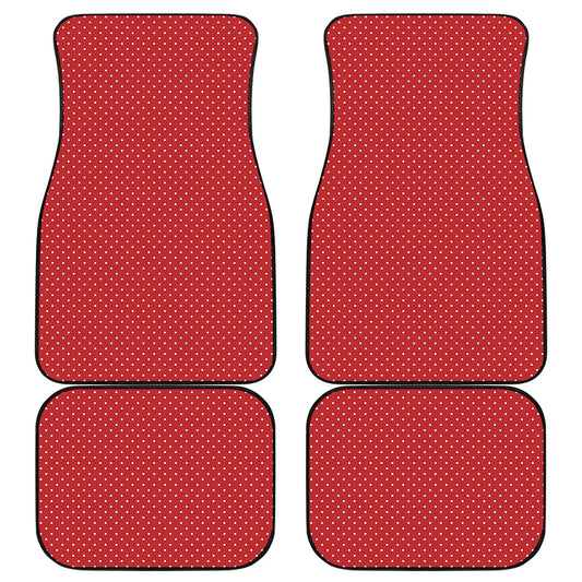 Red And White Polka Dot Print Front and Back Car Floor Mats
