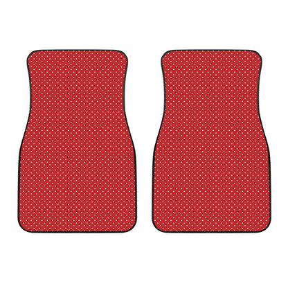 Red And White Polka Dot Print Front Car Floor Mats