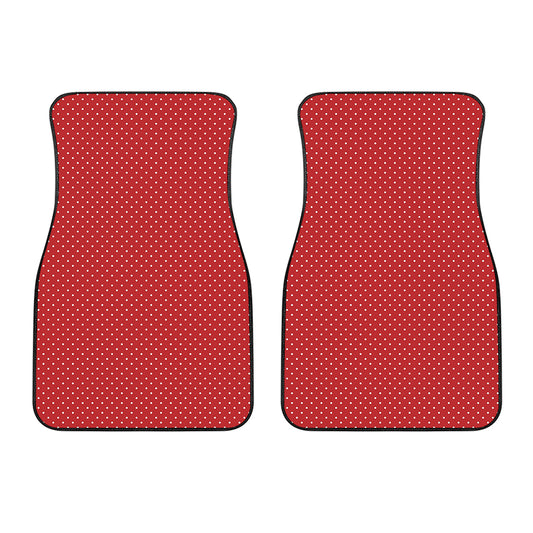 Red And White Polka Dot Print Front Car Floor Mats