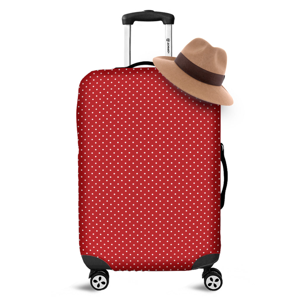 Red And White Polka Dot Print Luggage Cover