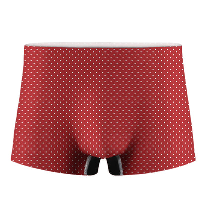 Red And White Polka Dot Print Men's Boxer Briefs