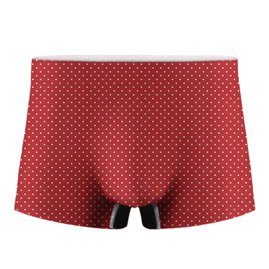 Red And White Polka Dot Print Men's Boxer Briefs