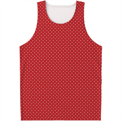 Red And White Polka Dot Print Men's Tank Top