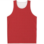 Red And White Polka Dot Print Men's Tank Top