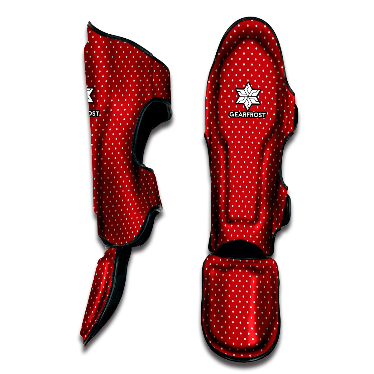 Red And White Polka Dot Print Muay Thai Shin Guard