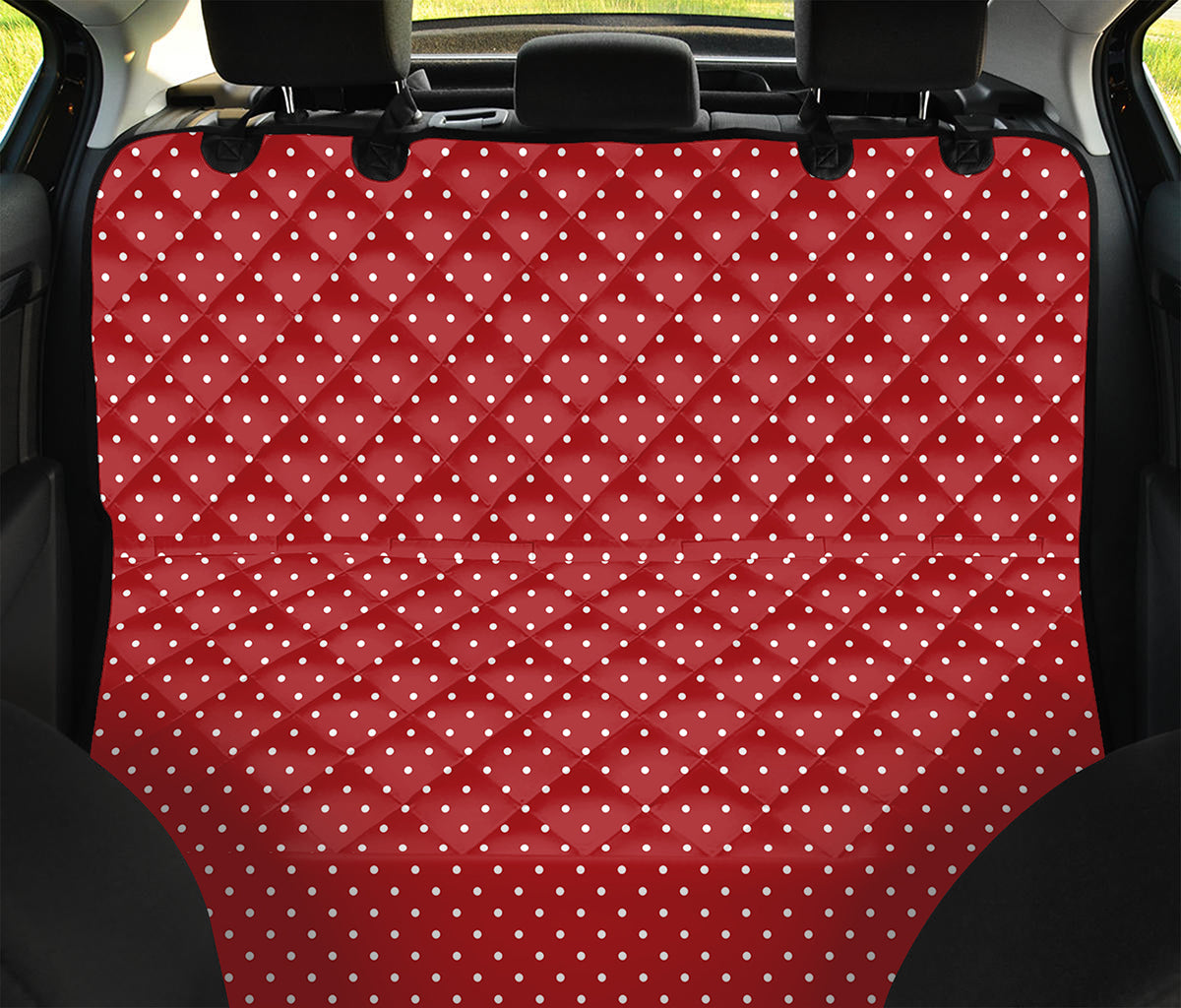 Red And White Polka Dot Print Pet Car Back Seat Cover