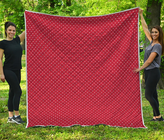 Red And White Polka Dot Print Quilt