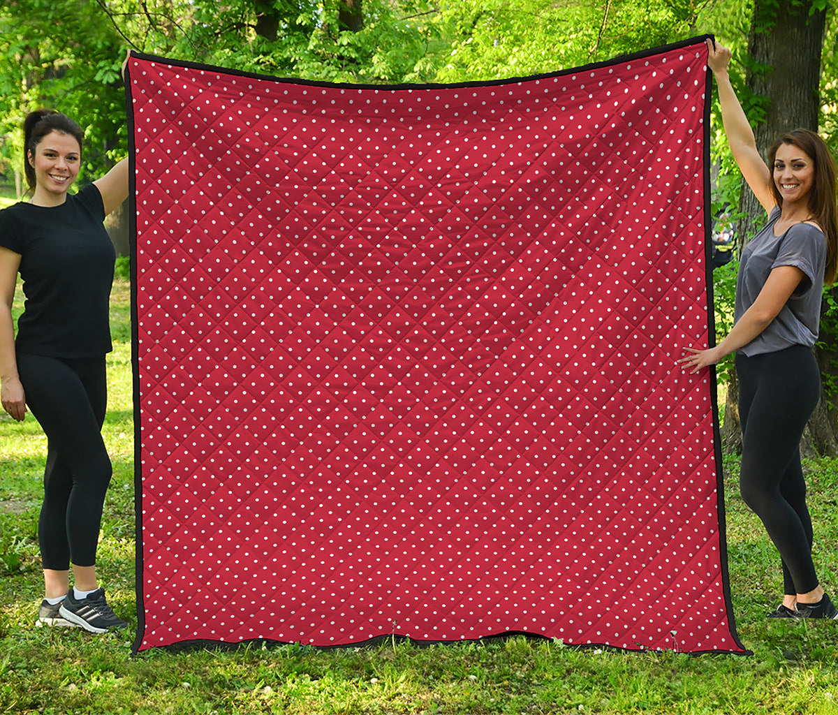 Red And White Polka Dot Print Quilt