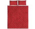 Red And White Polka Dot Print Quilt Bed Set