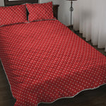 Red And White Polka Dot Print Quilt Bed Set