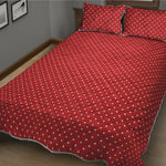Red And White Polka Dot Print Quilt Bed Set