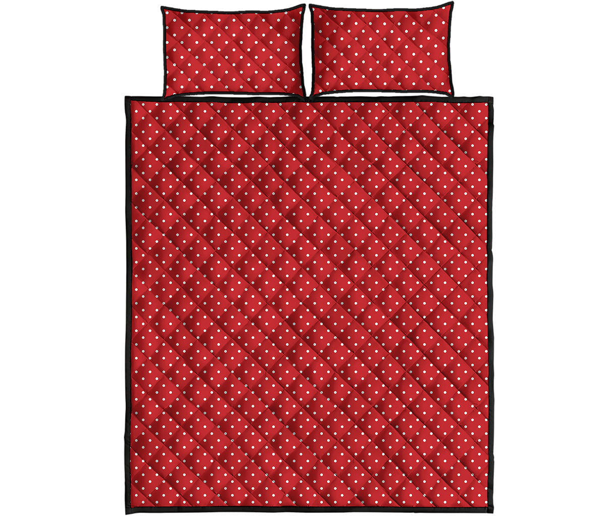 Red And White Polka Dot Print Quilt Bed Set
