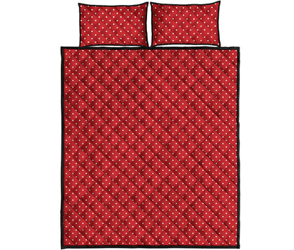 Red And White Polka Dot Print Quilt Bed Set