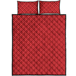 Red And White Polka Dot Print Quilt Bed Set