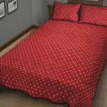 Red And White Polka Dot Print Quilt Bed Set