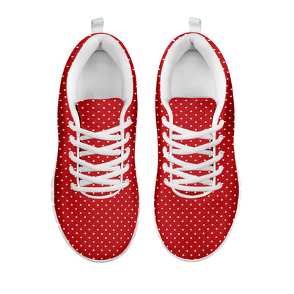 Red And White Polka Dot Print White Sneakers