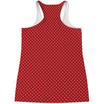Red And White Polka Dot Print Women's Racerback Tank Top