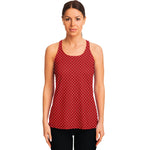 Red And White Polka Dot Print Women's Racerback Tank Top