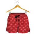Red And White Polka Dot Print Women's Shorts