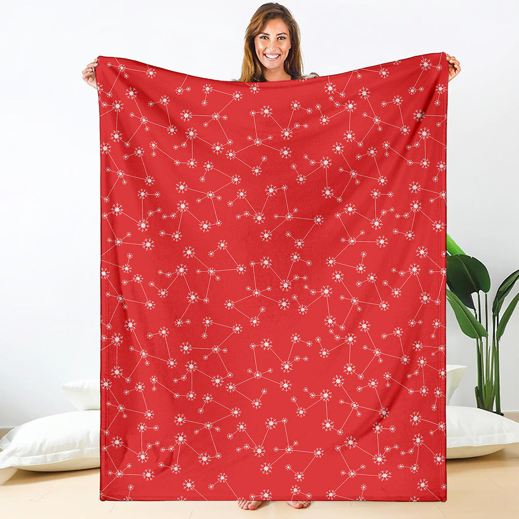Red And White Snowflake Pattern Print Blanket