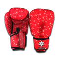Red And White Snowflake Pattern Print Boxing Gloves