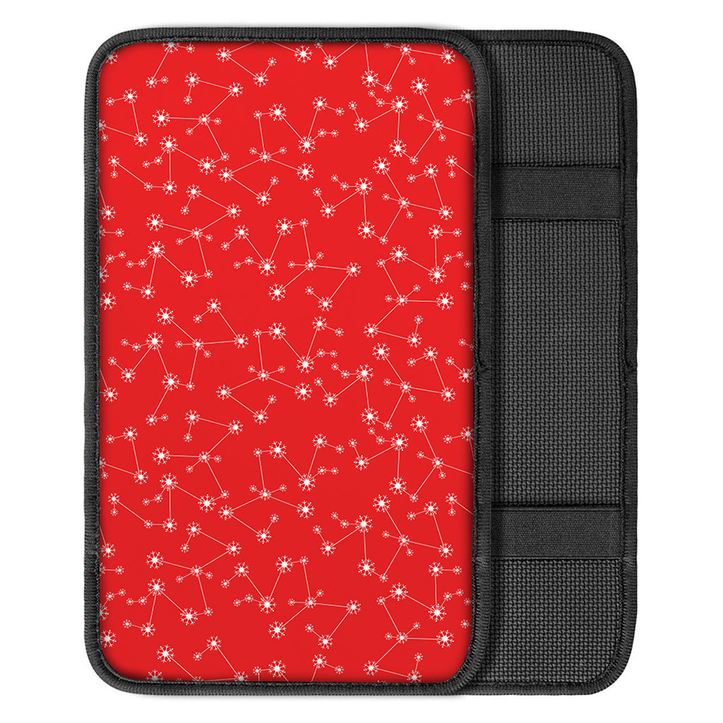 Red And White Snowflake Pattern Print Car Center Console Cover