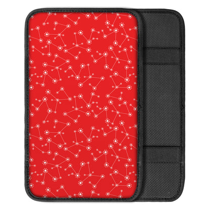 Red And White Snowflake Pattern Print Car Center Console Cover