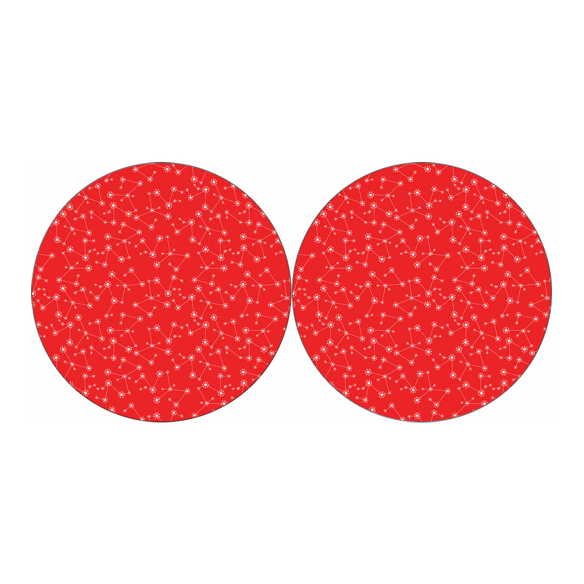 Red And White Snowflake Pattern Print Car Coasters