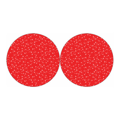 Red And White Snowflake Pattern Print Car Coasters