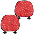 Red And White Snowflake Pattern Print Car Headrest Covers