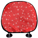 Red And White Snowflake Pattern Print Car Headrest Covers