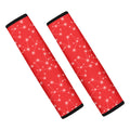 Red And White Snowflake Pattern Print Car Seat Belt Covers