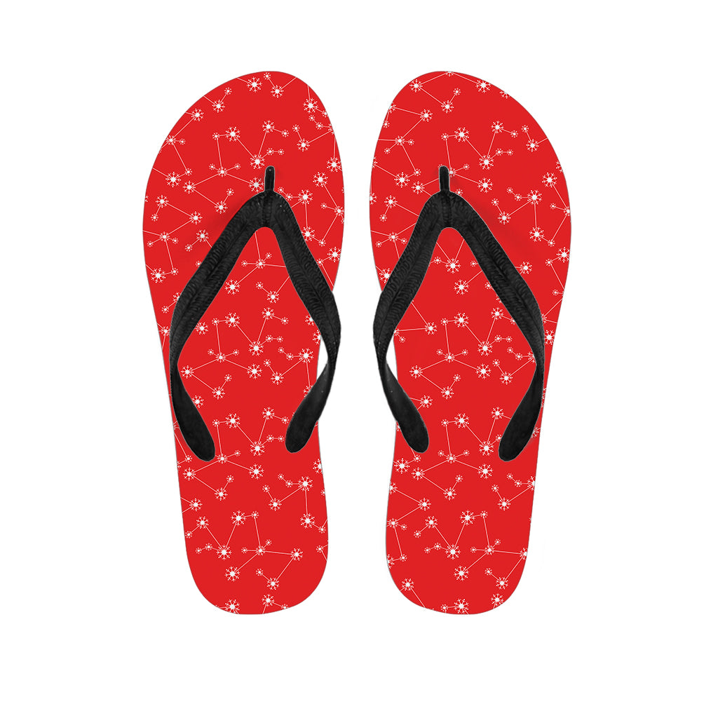 Red And White Snowflake Pattern Print Flip Flops