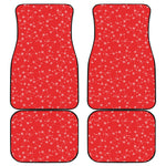 Red And White Snowflake Pattern Print Front and Back Car Floor Mats