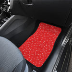 Red And White Snowflake Pattern Print Front and Back Car Floor Mats