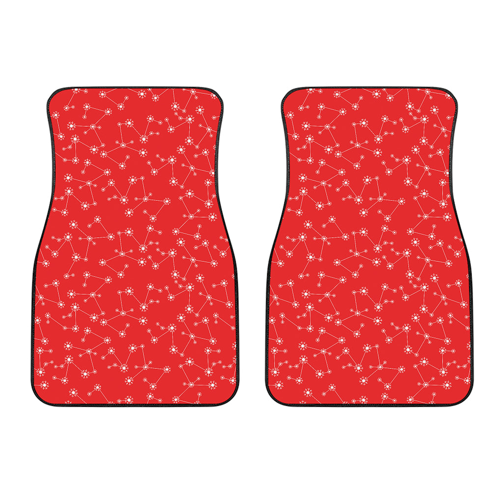 Red And White Snowflake Pattern Print Front Car Floor Mats