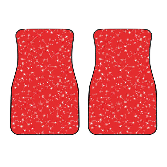 Red And White Snowflake Pattern Print Front Car Floor Mats