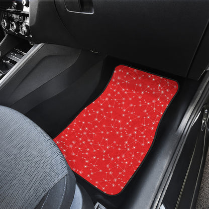 Red And White Snowflake Pattern Print Front Car Floor Mats