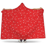Red And White Snowflake Pattern Print Hooded Blanket