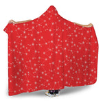 Red And White Snowflake Pattern Print Hooded Blanket