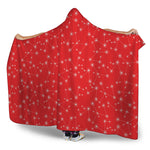 Red And White Snowflake Pattern Print Hooded Blanket