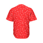 Red And White Snowflake Pattern Print Men's Baseball Jersey