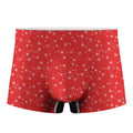 Red And White Snowflake Pattern Print Men's Boxer Briefs