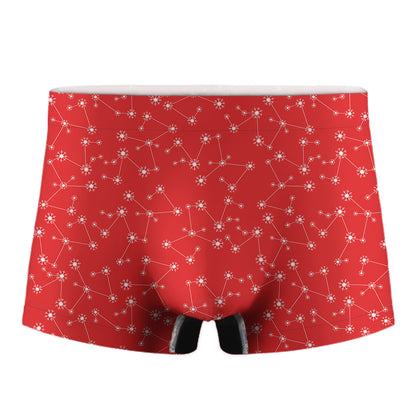 Red And White Snowflake Pattern Print Men's Boxer Briefs