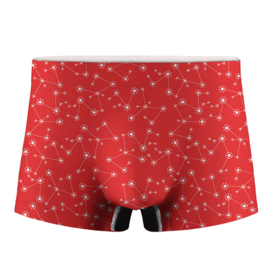 Red And White Snowflake Pattern Print Men's Boxer Briefs