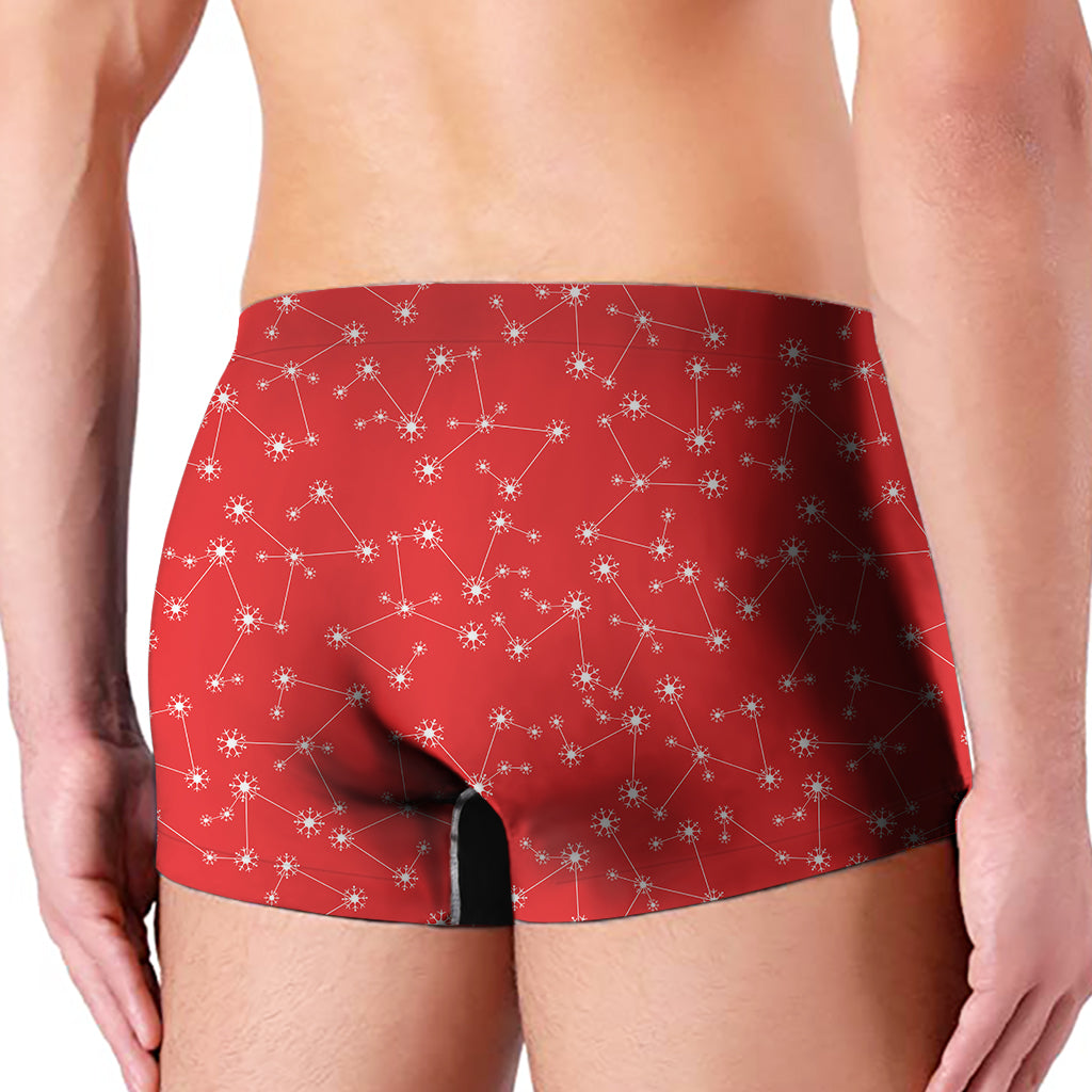 Red And White Snowflake Pattern Print Men's Boxer Briefs