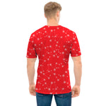 Red And White Snowflake Pattern Print Men's T-Shirt