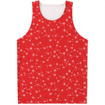 Red And White Snowflake Pattern Print Men's Tank Top