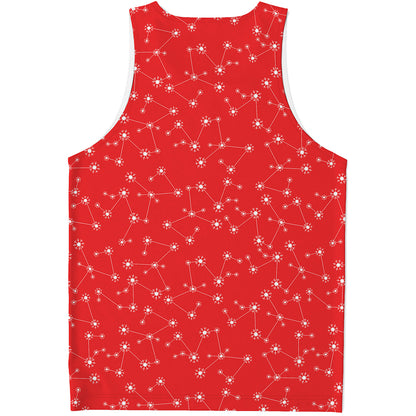 Red And White Snowflake Pattern Print Men's Tank Top